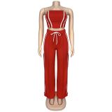 Women Summer Sexy Strapless Top and Two-Piece Pants Set