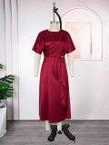 Plus Size African Elegant Solid Dress