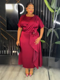 Plus Size African Elegant Solid Dress