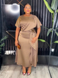 Plus Size African Elegant Solid Dress