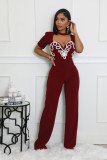 Women Elegant Patchwork Short-Sleeved Jumpsuit