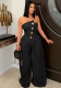 Women Style Strapless Large Button Sleeveless Wide-Leg Jumpsuit