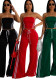 Women Summer Sexy Strapless Top and Two-Piece Pants Set