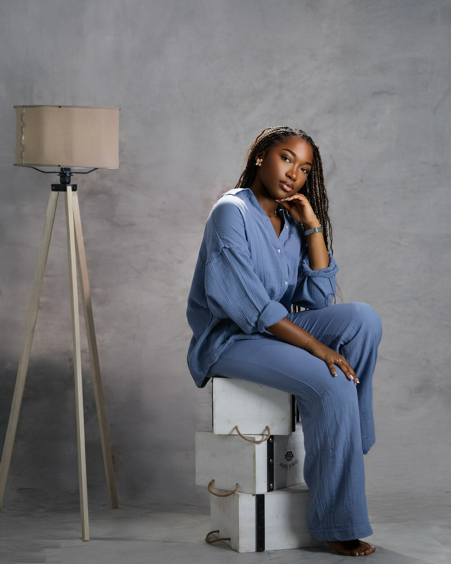 Women Turndown Collar Long-Sleeved Shirt and Pants Two-Piece Set