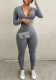 Women Seasonal Sexy Long-Sleeved Solid Jumpsuits