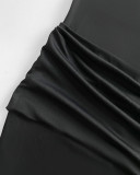 Women Sexy Square Neck Backless Slit Dress