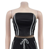 Women Summer Sexy Strapless Top and Two-Piece Pants Set