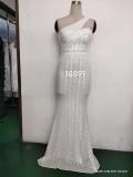 Spring Elegant Bling Bling Sequins One Shoulder Sleeveless Mermaid Formal Cocktail Evening Dress