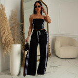 Women Summer Sexy Strapless Top and Two-Piece Pants Set