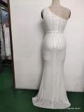 Spring Elegant Bling Bling Sequins One Shoulder Sleeveless Mermaid Formal Cocktail Evening Dress