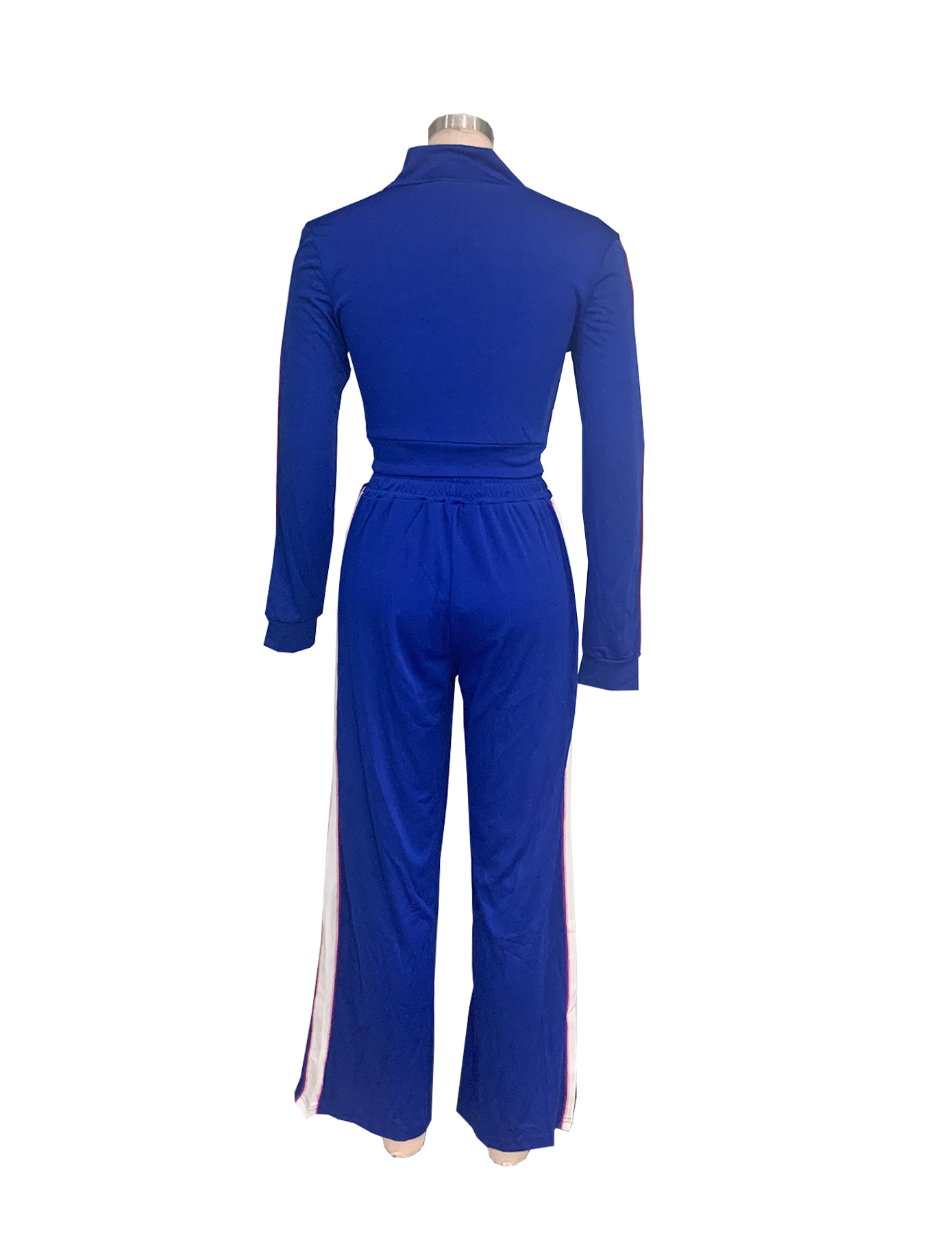 Women Style Street Zipper Contrast Patchwork Top and Pant Set