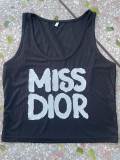Trendy Letter-Print Ribbed Tank Top Fashion Women's Wear