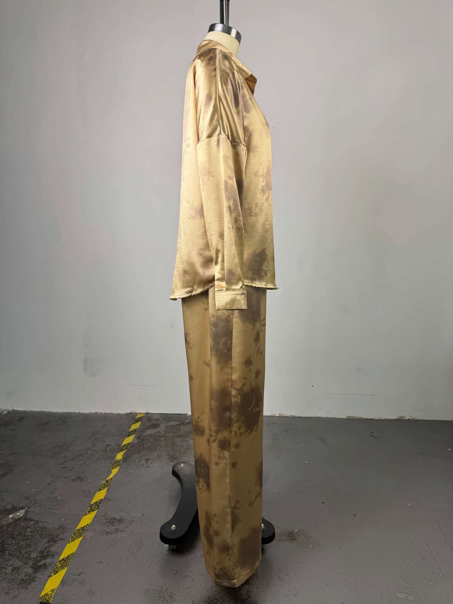 Summer Women's Fashion Turn-Down Collar Long-Sleeve Shirt & Strapless Wide-Leg Pants Three-Piece