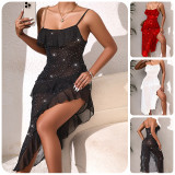 Sheer Mesh Slim-Waist Strap Dress Sexy See-Through Nightgown