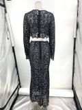 Fitted Lace Cut-Out Top & Skirt Two-Piece Set