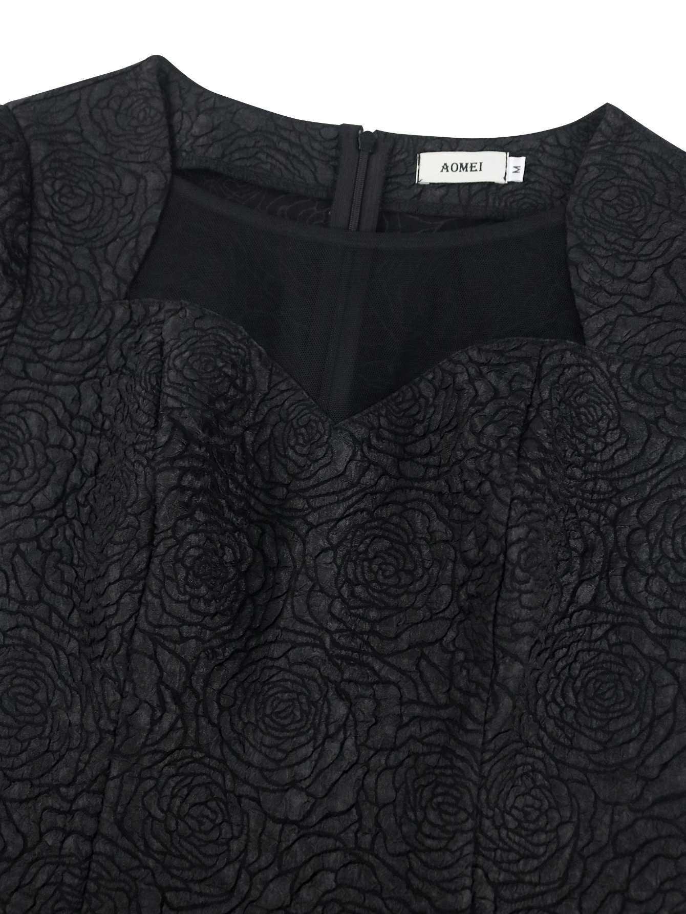 Lace Cut-Out Black Round Neck Dress Fringe Chic Formal Party Gown