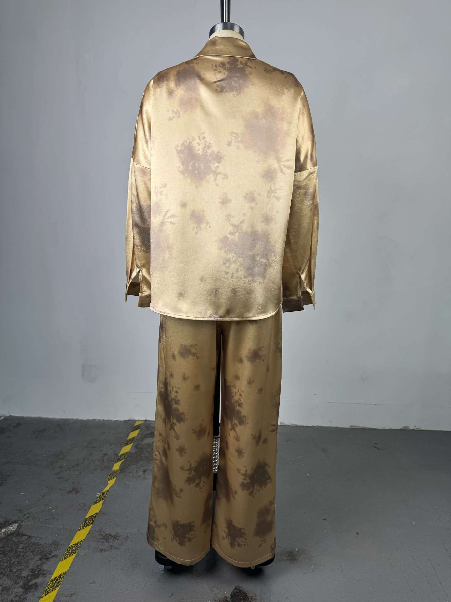 Summer Women's Fashion Turn-Down Collar Long-Sleeve Shirt & Strapless Wide-Leg Pants Three-Piece