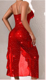 Sheer Mesh Slim-Waist Strap Dress Sexy See-Through Nightgown