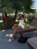 Casual Slim-Fit Color-Block Shorts Jumpsuit
