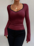 Solid Color Long-Sleeve Women's T-Shirt Fall/Winter Women's Wear