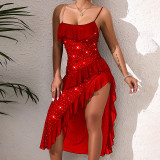 Sheer Mesh Slim-Waist Strap Dress Sexy See-Through Nightgown