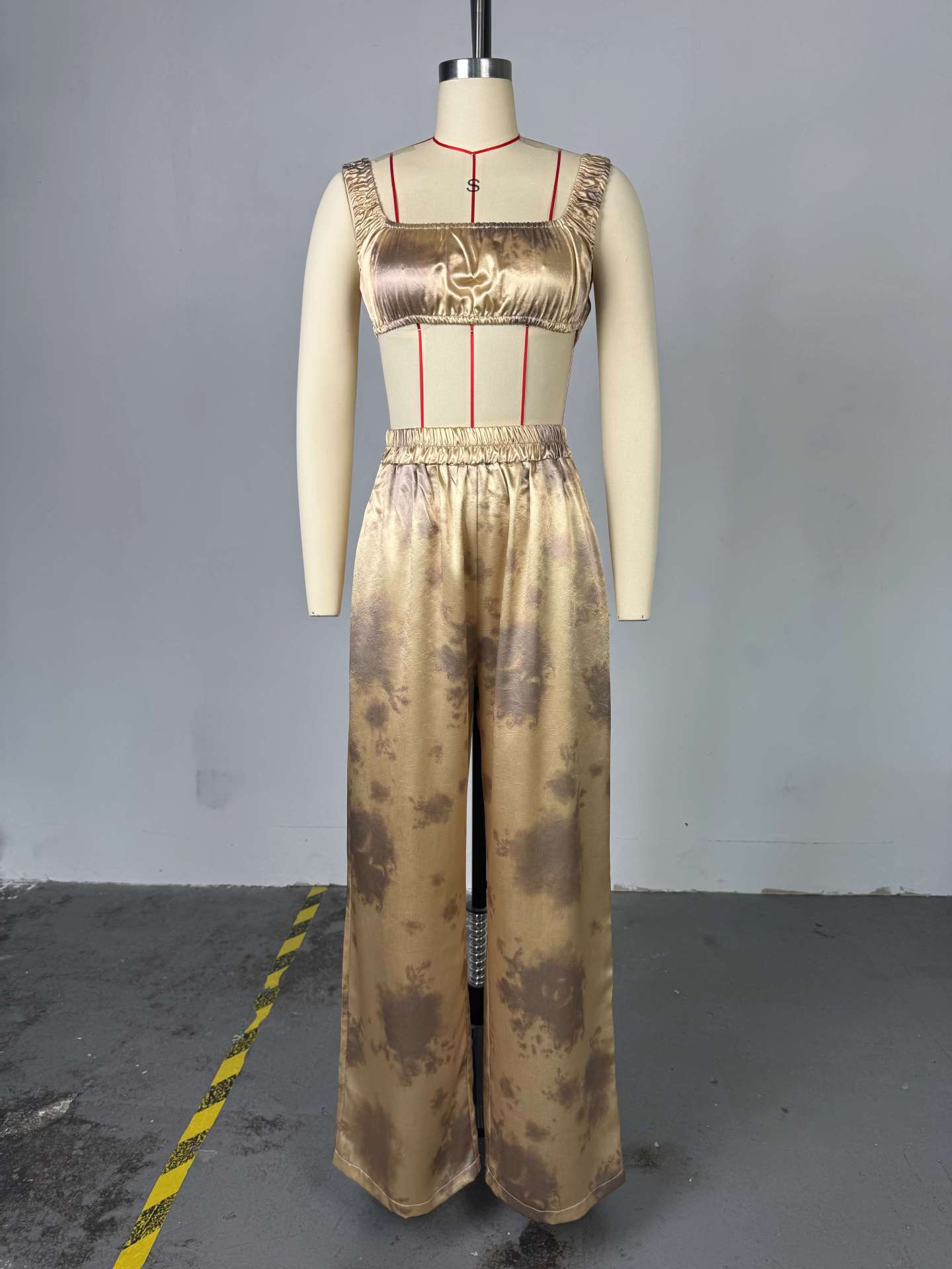 Summer Women's Fashion Turn-Down Collar Long-Sleeve Shirt & Strapless Wide-Leg Pants Three-Piece