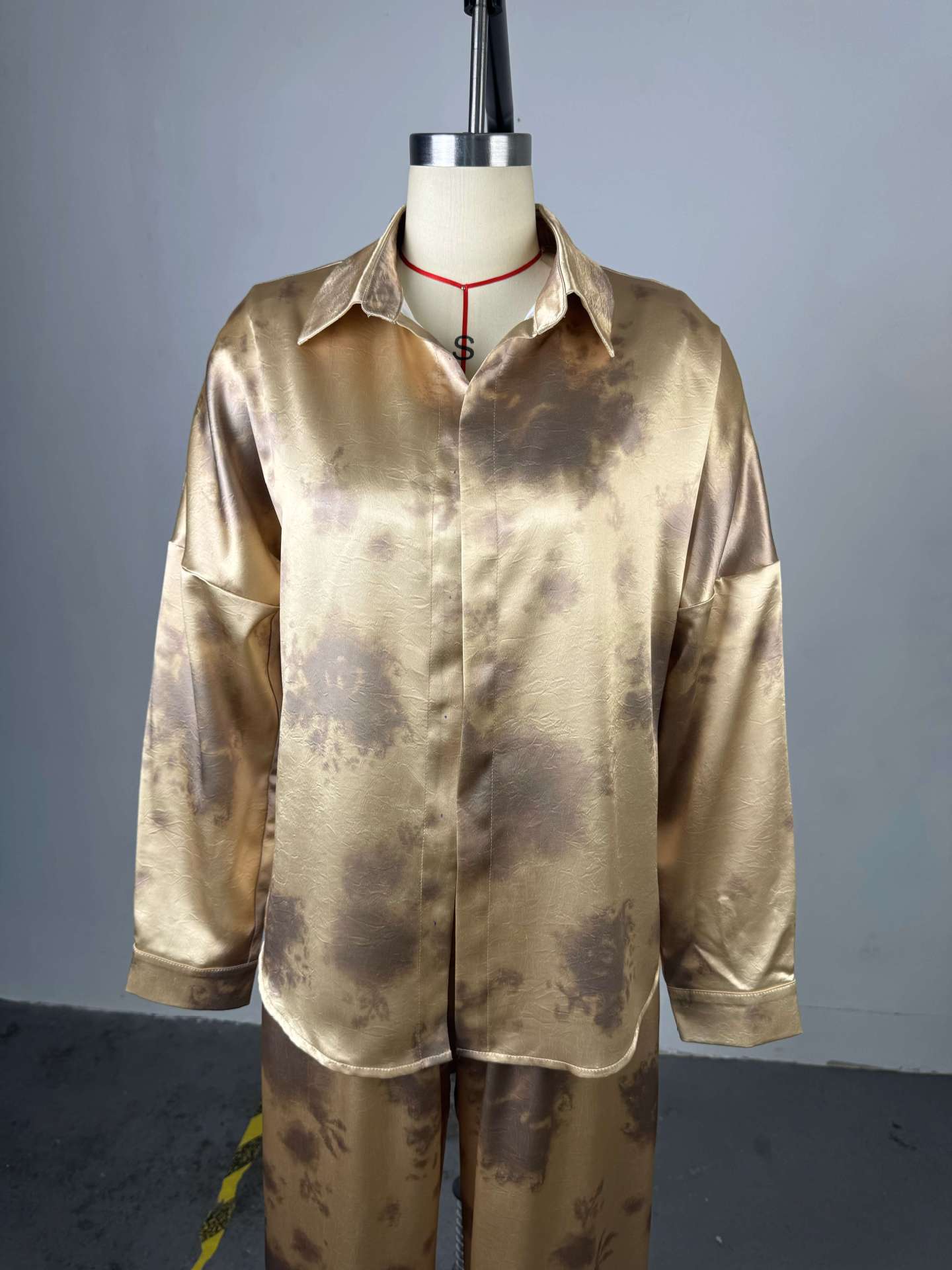 Summer Women's Fashion Turn-Down Collar Long-Sleeve Shirt & Strapless Wide-Leg Pants Three-Piece