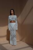 Fitted Lace Cut-Out Top & Skirt Two-Piece Set