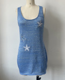Summer Women's Sexy Knit Sequin Star-Pattern Mini Dress