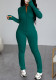 Spring/Fall Women's Casual Fitted Zip-Up Jacket & Pants Set