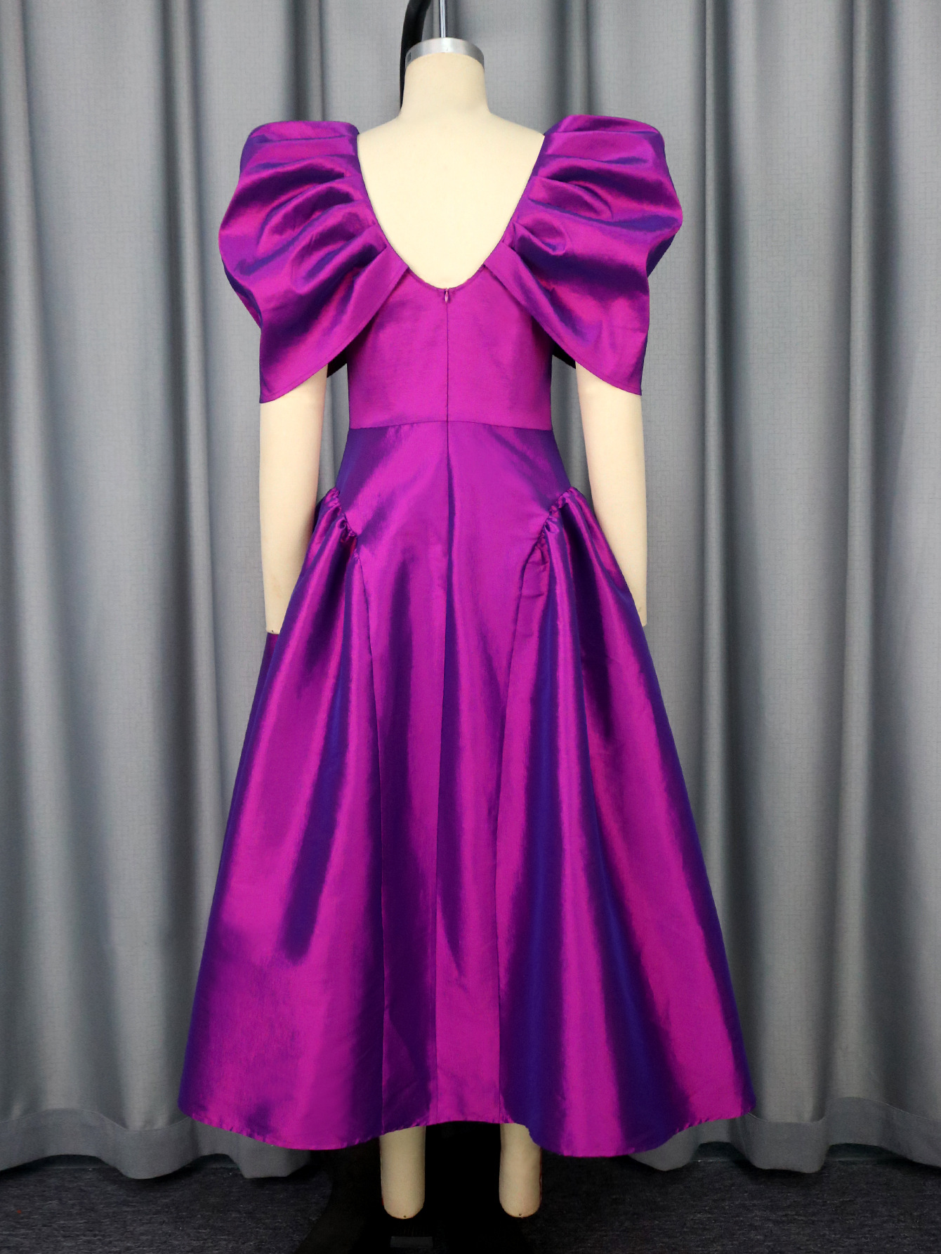 Sexy V-Neck Puff-Sleeve Evening Dress Chic Elegant A-Line Formal Gown