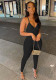 Sexy Black Tight-Fitting Strap Backless Jumpsuit