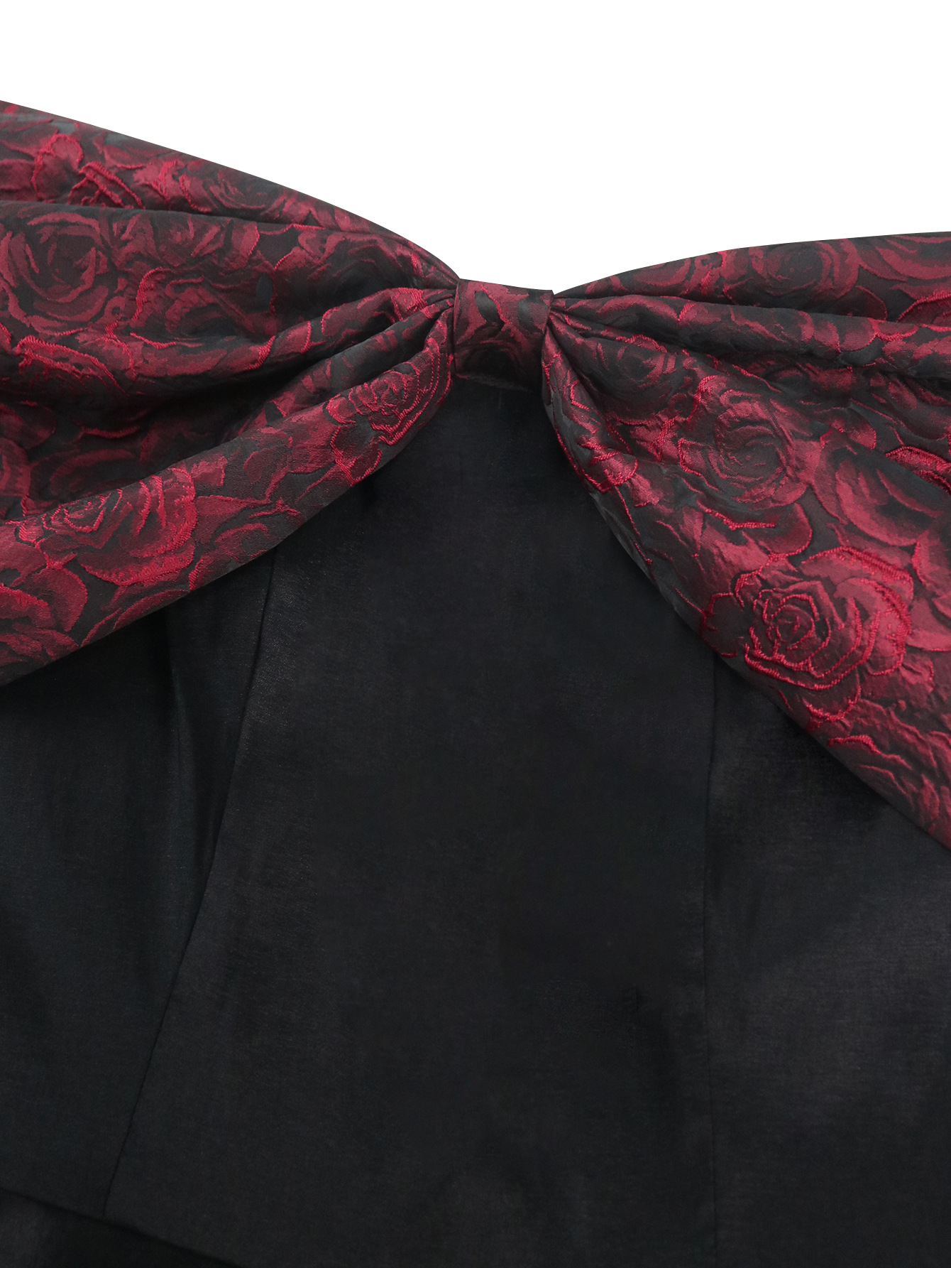 African Elegant Bow Off-Shoulder Rose Jacquard Patchwork Black Formal Party Dress