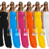 Women solid casual wave pattern jumpsuit