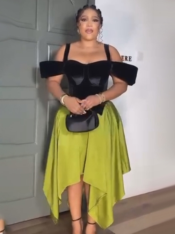 Women Off-Shoulder Sexy Patchwork Sleeveless Suspender Dress