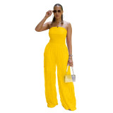 Women solid casual wave pattern jumpsuit
