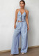 Women Casual Striped Strapless Top and Pant Two-Piece Set