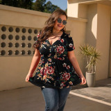 Plus-size Women spring and summer printed top
