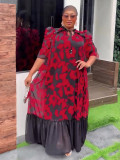 Plus Size African Women Chiffon Print Dress
