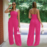 Women solid casual wave pattern jumpsuit