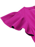 Plus-Size Women Elegant Contrast Color Ruffled Short-Sleeved Dresses