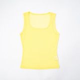 Women Spring/Summer Mesh See-Through Square Neck Solid Top