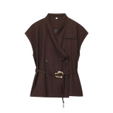 Women summer suit vest wide-leg pants two-piece set