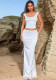 Women Summer Lace Sleeveless Top and Skirt Two-Piece Set