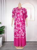 Plus Size African Women Chiffon Print Dress