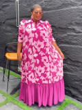 Plus Size African Women Chiffon Print Dress