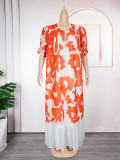 Plus Size African Women Chiffon Print Dress