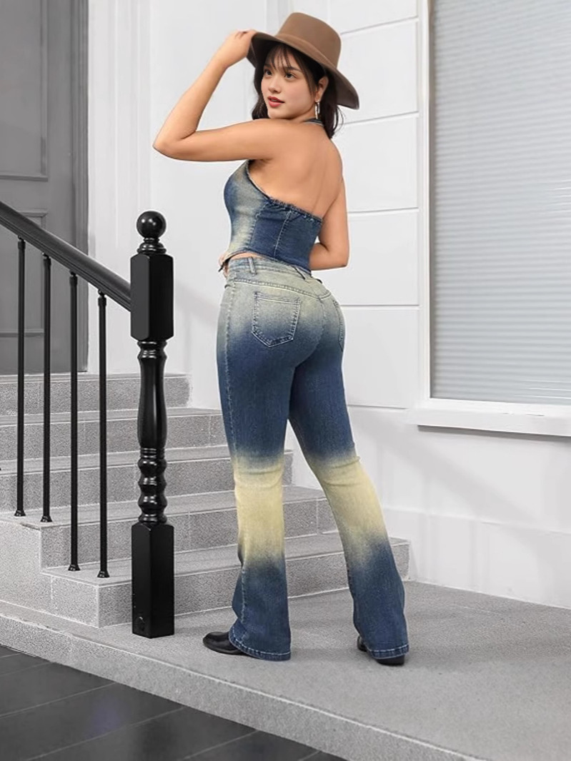 Women Summer Sleeveless Denim Vest and Pants Two-Piece Set