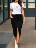 Women Solid Slit Pocket Solid Skirt