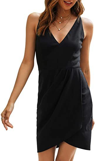 Women sleeveless v-neck solid dress